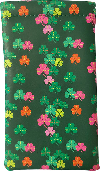 CGP08 -  Multi Colored Shamrocks Glasses Pouch