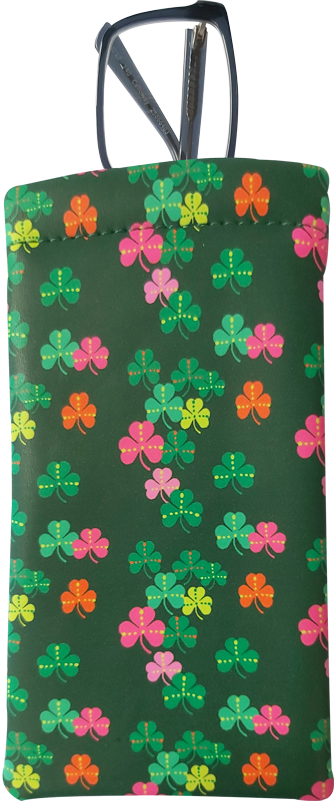 CGP08 -  Multi Colored Shamrocks Glasses Pouch
