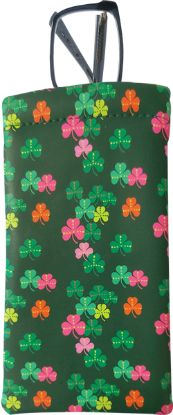CGP08 -  Multi Colored Shamrocks Glasses Pouch